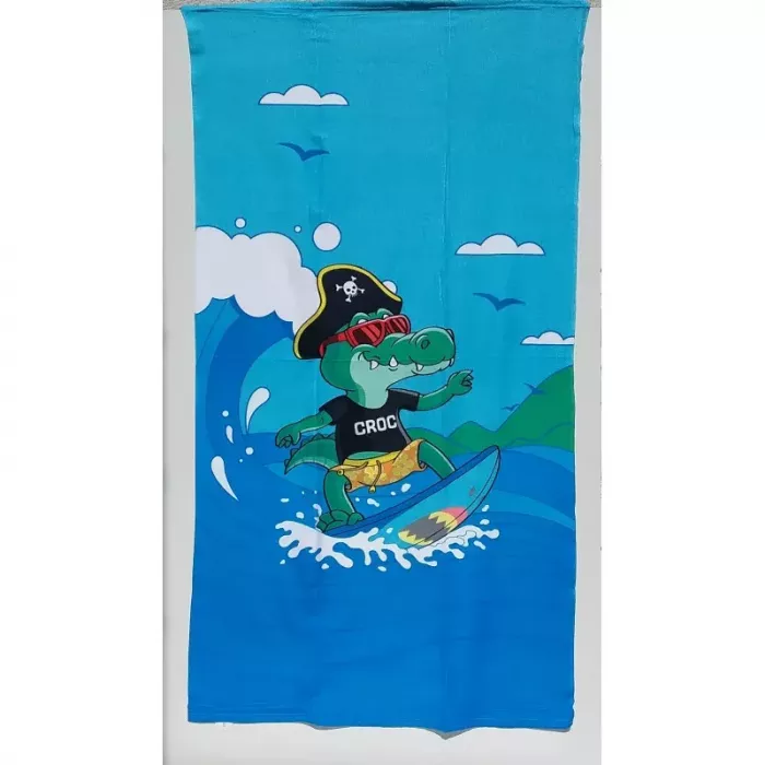 Grande Serviette De Plage Drap De Bain Microfibres Crocodile Surfeur Principale