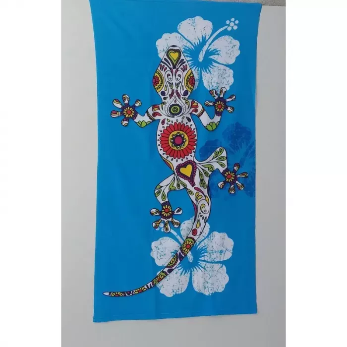 Serviette De Plage Drap De Bain Microfibres Salamandre et Nénuphars Bleu Principale