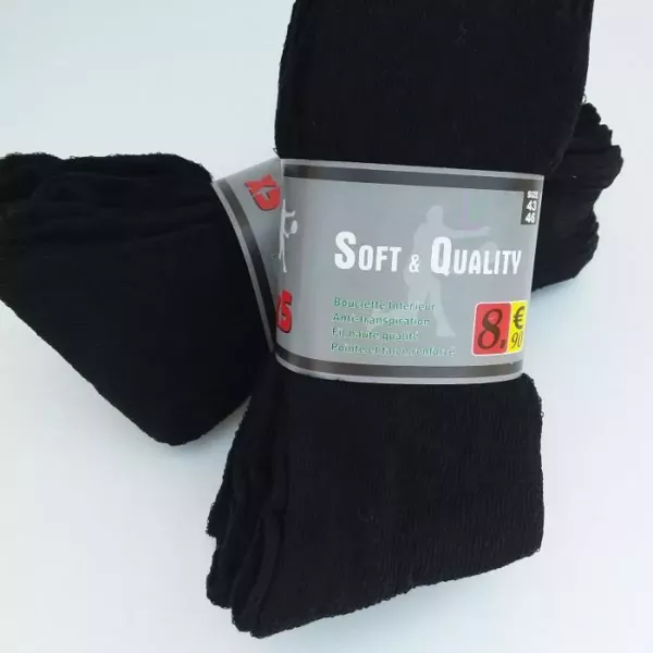 Lot de 10 Paires de Chaussettes Tennis , Sports, mi Longues Noire