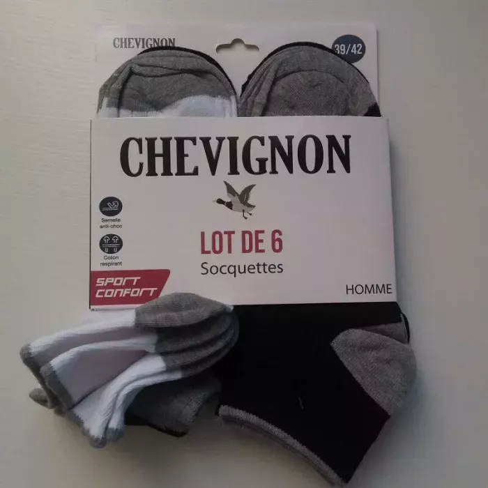 Lot De 6 Paires De Chaussettes Socquettes Courtes TOP Confort CHEVIGNON Principale