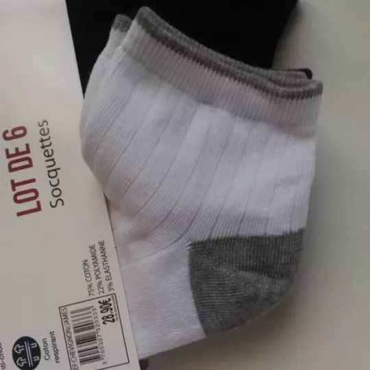 Lot De 6 Paires De Chaussettes Socquettes Courtes TOP Confort CHEVIGNON Talons