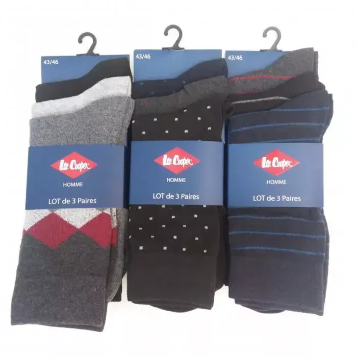 Lot De 9 Paires De Chaussettes Classiques Marque LEE COOPER 9 Couleurs Principale