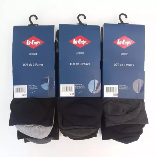 Lot De 9 Paires De Chaussettes Classiques Marque LEE COOPER 9 Couleurs Etiquette