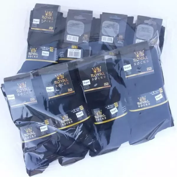 Lot de 12 Paires de Chaussettes Noires ROYAL SOCKS Sobres et Classes Paquets