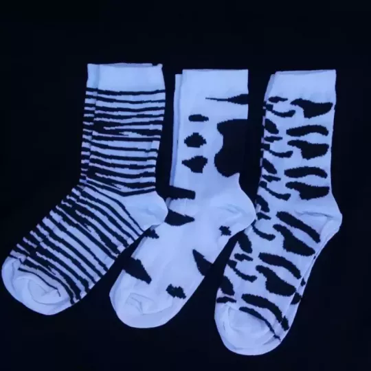 Lot de 6 Paires de Chaussettes Imprimés Animaux Blanche et Noire Modèles Couleurs Blanche