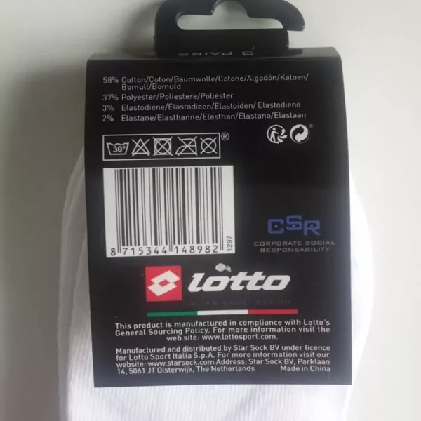 Lot de 6 Paires de Chaussettes Courtes LOTTO Extensibles Etiquette