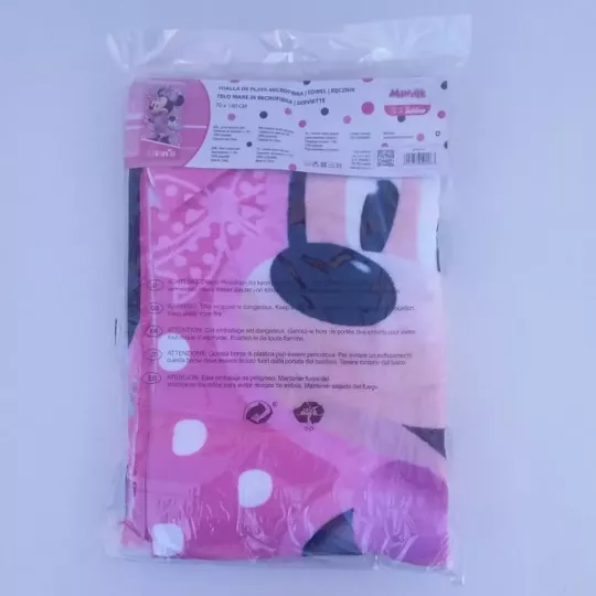 Serviette Drap De Plage, Piscine Microfibres Minnie Mannequin Etiquette Arrière