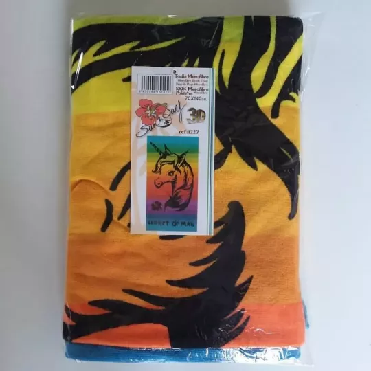 Serviette De Plage Piscine Drap De Bain Microfibres Licorne Lloret De Mar Emballage