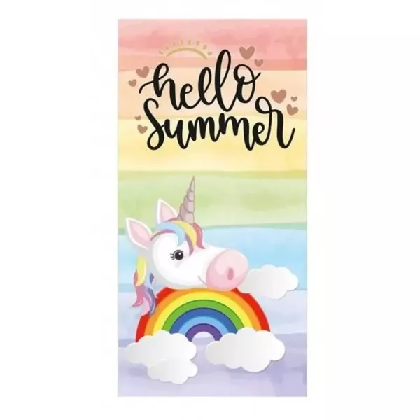 Serviette De Plage Piscine Drap De Bain Microfibres Licorne HellO SummeR Principale