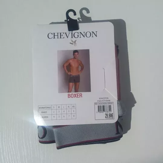 Caleçon Boxer Hommes CHEVIGNON du S au 2XL Au Choix Gris/Noir Etiquette Arrières