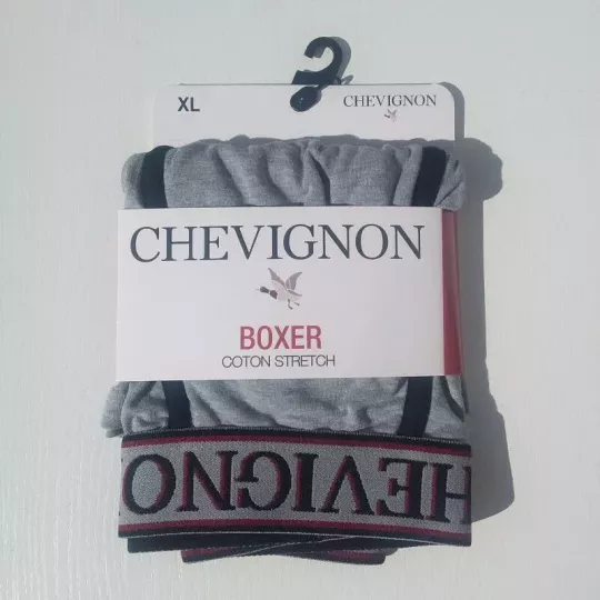 Caleçon Boxer Hommes CHEVIGNON du S au 2XL Au Choix Gris/Noir Etiquette Face