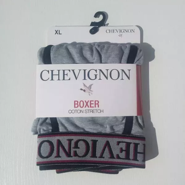 Caleçon Boxer Hommes CHEVIGNON du S au 2XL Au Choix Gris/Noir Etiquette Face