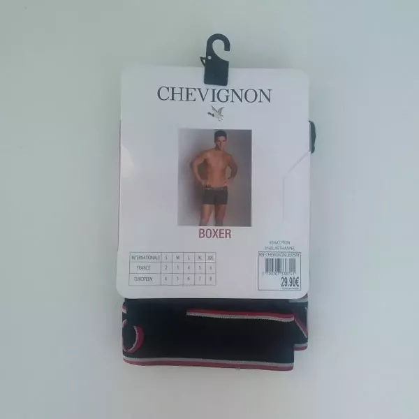 Caleçon Boxer Hommes CHEVIGNON Du S au 2XL Au Choix Noir/Rouge Etiquette Arrière