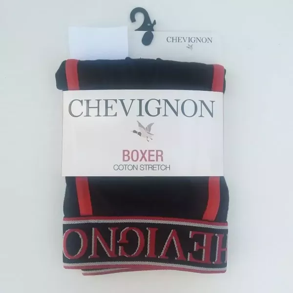 Caleçon Boxer Hommes CHEVIGNON Du S au 2XL Au Choix Noir/Rouge Etiquette Face