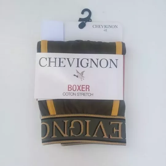 Caleçon Boxer Hommes CHEVIGNON Du S au 2XL Au Choix Vert Kaki / Jaune Etiquette Face