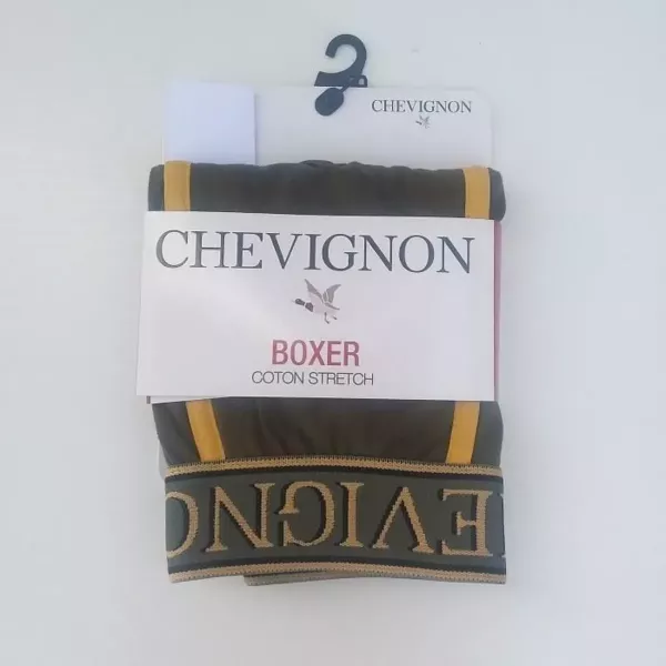 Caleçon Boxer Hommes CHEVIGNON Du S au 2XL Au Choix Vert Kaki / Jaune Etiquette Face