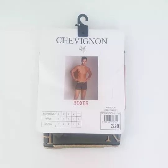 Caleçon Boxer Hommes CHEVIGNON Du S au 2XL Au Choix Vert Kaki / Jaune Etiquette Arrière