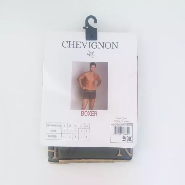 Caleçon Boxer Hommes CHEVIGNON Du S au 2XL Au Choix Vert Kaki / Jaune Etiquette Arrière