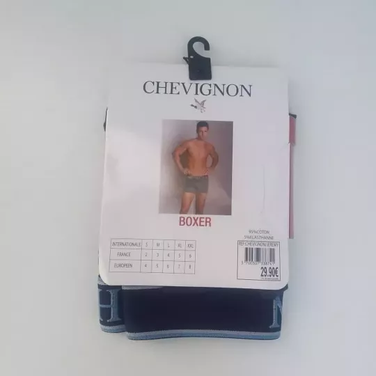 Caleçon Boxer Hommes CHEVIGNON Du S au 2XL Au Choix Bleu Marine / Bleu Clair Etiquette dos