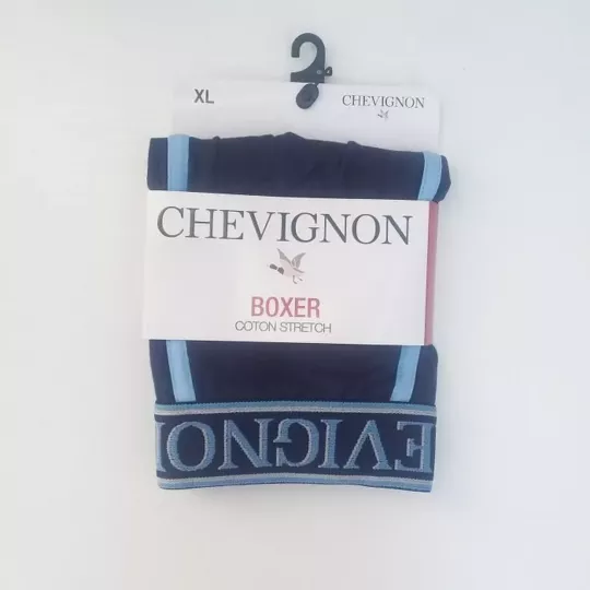 Caleçon Boxer Hommes CHEVIGNON Du S au 2XL Au Choix Bleu Marine / Bleu Clair Etiquette face