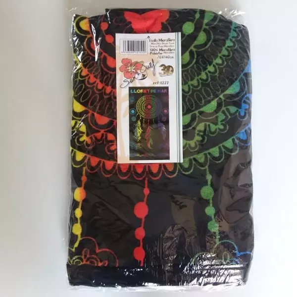 Serviette De Plage Drap De Bain Microfibres Attrape Rêves Noire Emballage