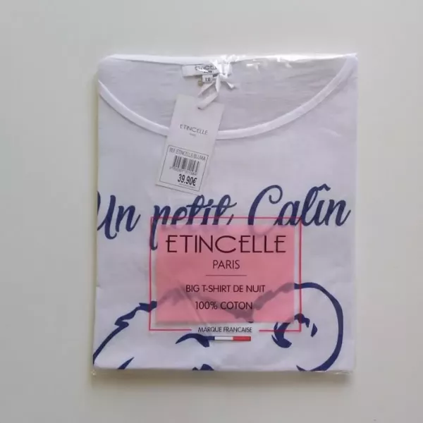 Chemises de Nuit Blanche Taille Unique Coton Marque Française ETINCELLE Emballage