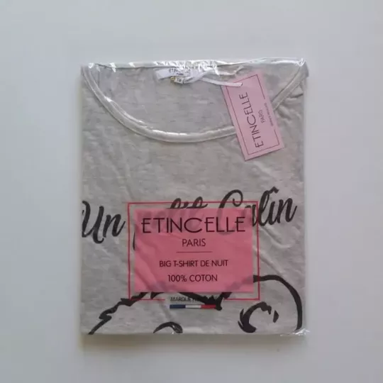 Chemises de Nuit Grise Taille Unique Coton Marque Française ETINCELLE Emballage