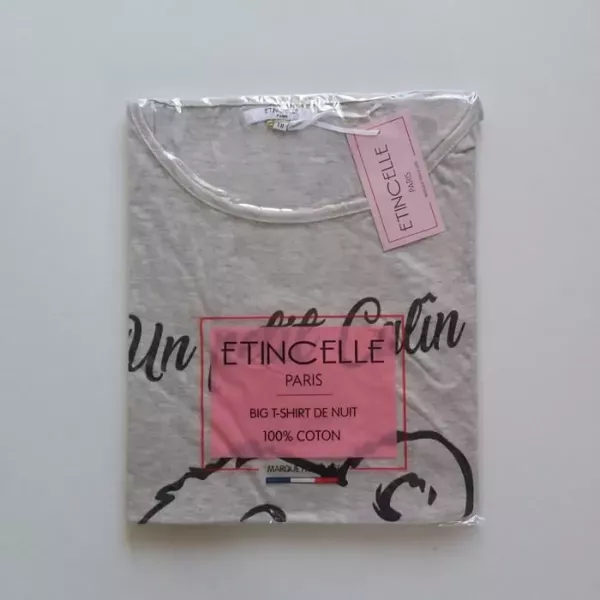 Chemises de Nuit Grise Taille Unique Coton Marque Française ETINCELLE Emballage