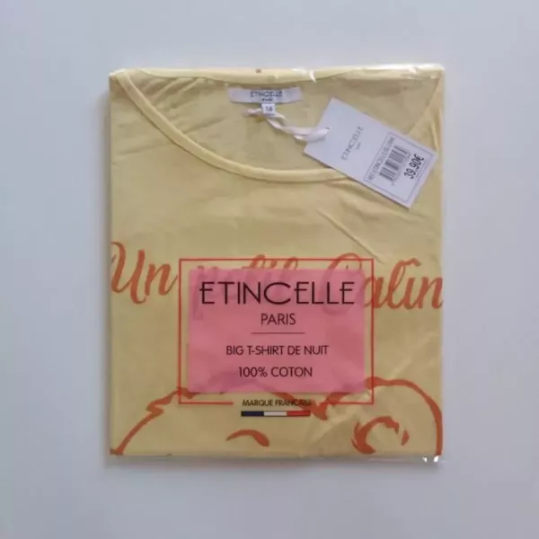 Chemises de Nuit Jaune Taille Unique Coton Marque Française ETINCELLE Emballage