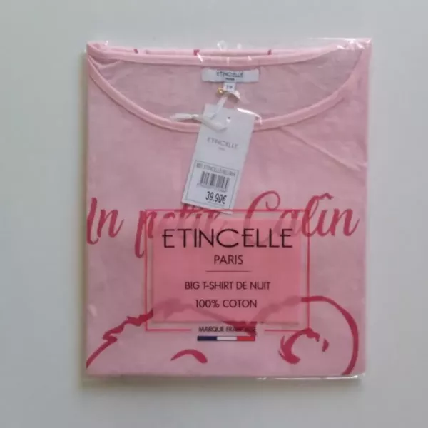 Chemises de Nuit Rose Clair Taille Unique Coton Marque Française ETINCELLE Emballage