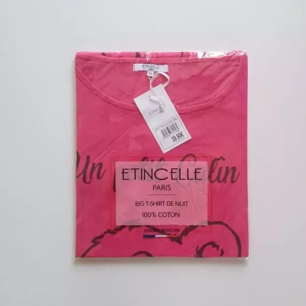 Chemises de Nuit Rose Fushia Taille Unique Coton Marque Française ETINCELLE Emballage