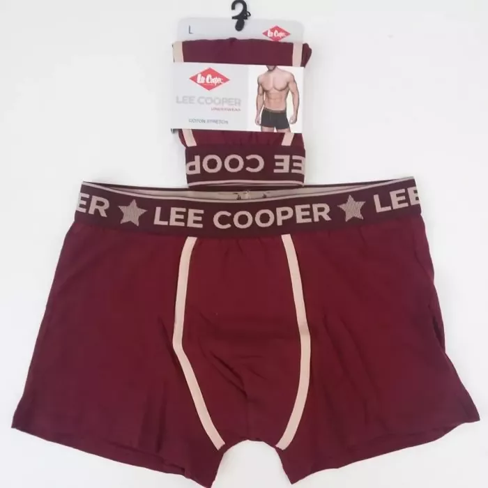 Caleçon Boxer Hommes LEE COOPER du S au 2XL au Choix Bordeaux Face