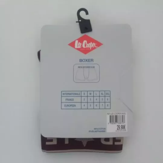Caleçon Boxer Hommes LEE COOPER du S au 2XL au Choix Bordeaux Etiquette