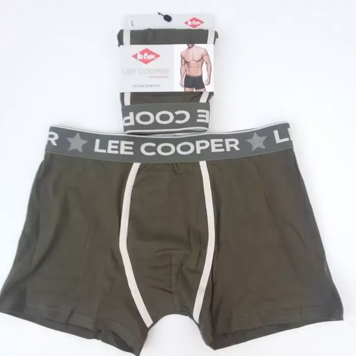 Caleçon Boxer Hommes LEE COOPER du S au 2XL au Choix Kaki-Blanc Face