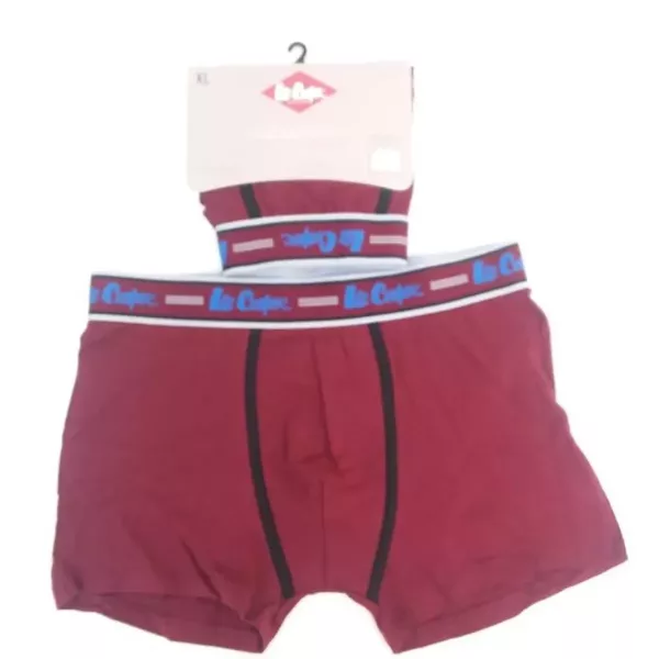 Caleçon Boxer Hommes LEE COOPER du S au 2XL Bordeaux-Noir Face
