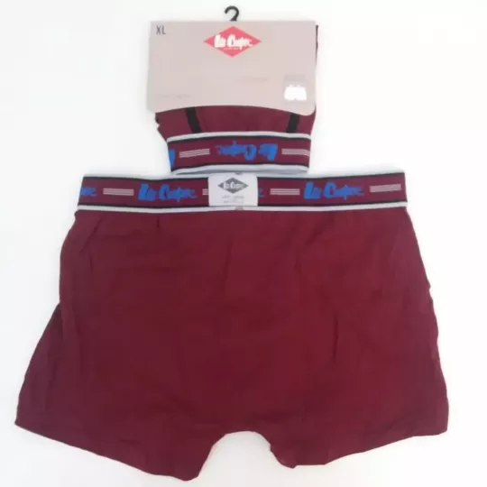 Caleçon Boxer Hommes LEE COOPER du S au 2XL Bordeaux-Noir Arriere