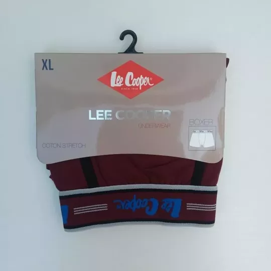 Caleçon Boxer Hommes LEE COOPER du S au 2XL Bordeaux-Noir Emballage