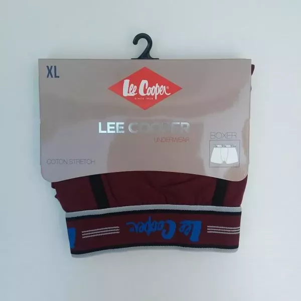 Caleçon Boxer Hommes LEE COOPER du S au 2XL Bordeaux-Noir Emballage