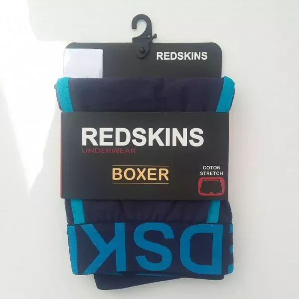 Caleçon Boxer Hommes REDSKINS du S au 2XL Bleu Marine-Bleu Ciel Emballage