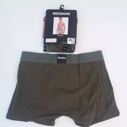 Caleçon Boxer Hommes REDSKINS du S au 2XL Kaki-Noir Arriere