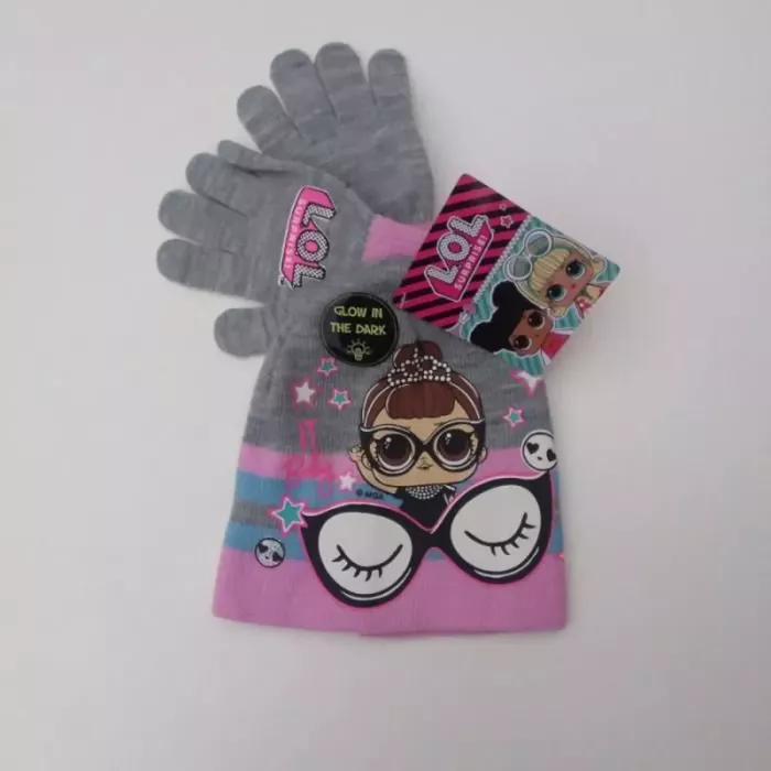 Ensemble Gants Bonnet Poupée LOL Surprise 2 Tailles Gris-Rose-Bleu Principale