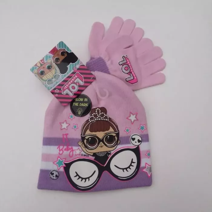 Ensemble Gants Bonnet Poupée LOL Surprise 2 Tailles Rose-Violet-Blanc Principale