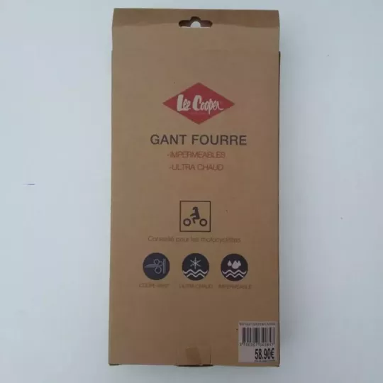 Gants Fourrés Lee Cooper imperméables et Chauds Noir Emballage