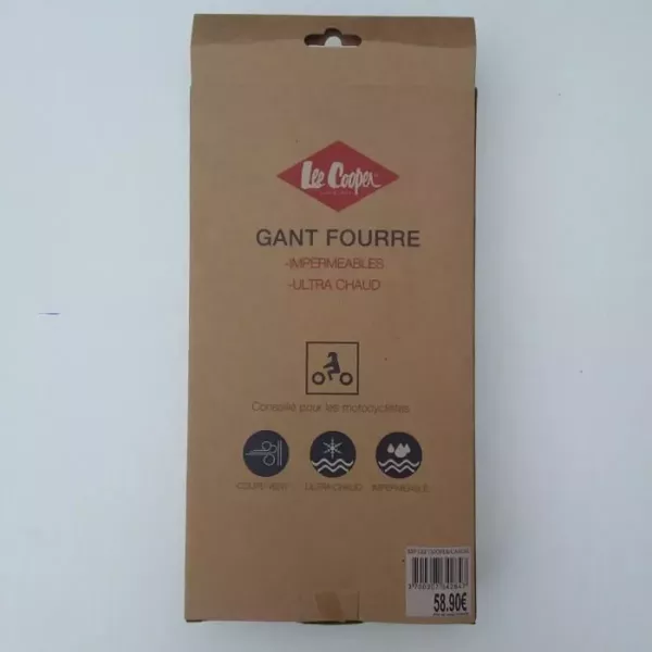 Gants Fourrés Lee Cooper imperméables et Chauds Noir Emballage
