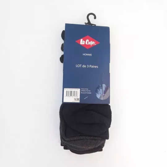 Lot De 3 Paires De Chaussettes Classiques Lee Cooper 3 Couleurs Etiquette
