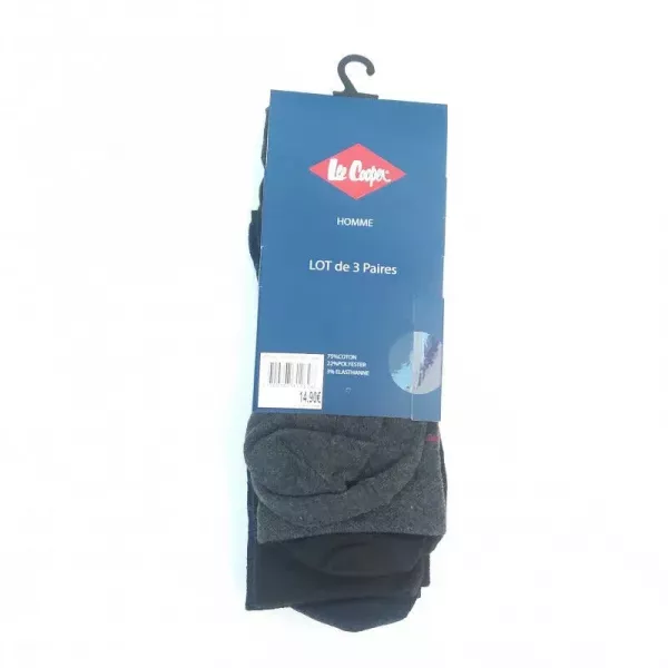 Lot De 3 Paires De Chaussettes Classiques Lee Cooper 3 Couleurs Rayée Etiquette
