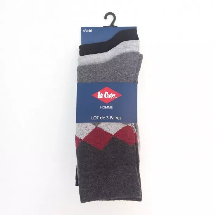 Lot De 3 Paires De Chaussettes Classiques Lee Cooper 3 Couleurs Losange Principale