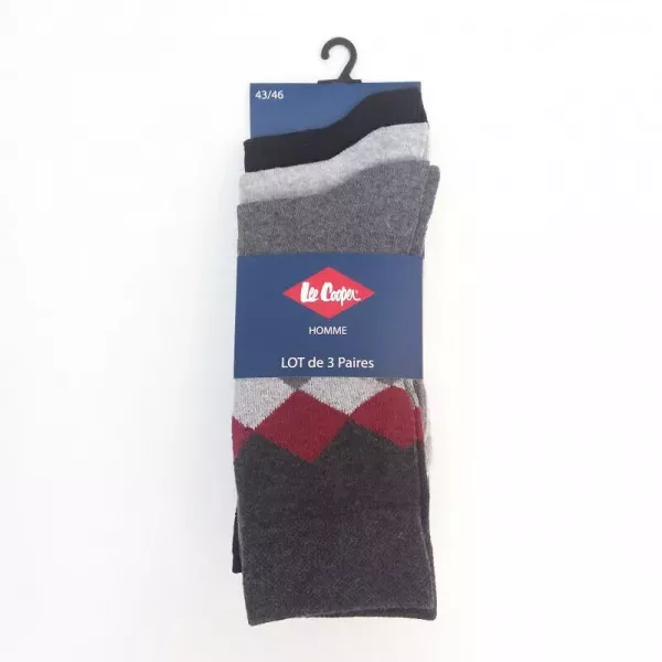 Lot De 3 Paires De Chaussettes Classiques Lee Cooper 3 Couleurs Losange Principale
