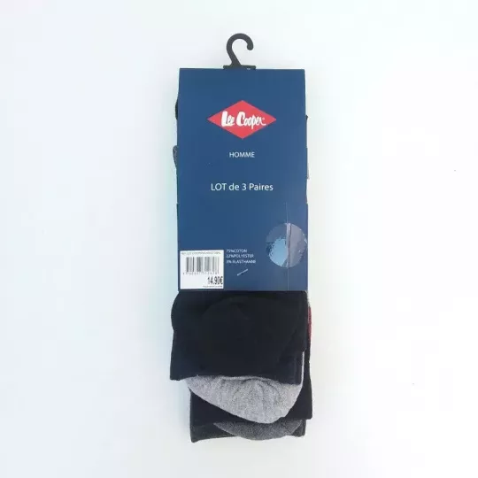 Lot De 3 Paires De Chaussettes Classiques Lee Cooper 3 Couleurs Losange Etiquette