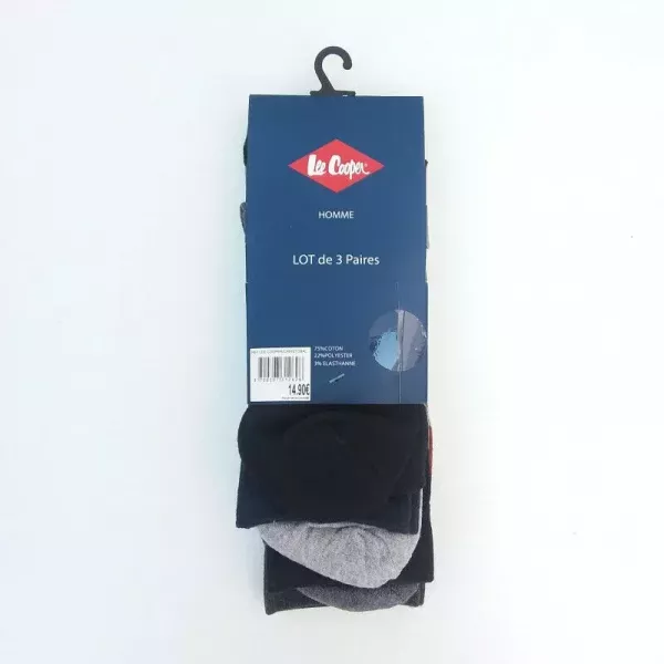 Lot De 3 Paires De Chaussettes Classiques Lee Cooper 3 Couleurs Losange Etiquette
